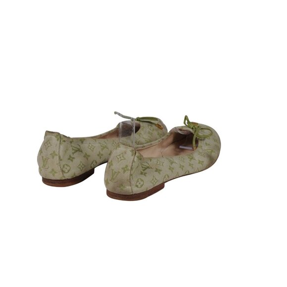 Louis Vuitton Womens Ballet Flats US 7 EU 36.5 Green Mini Lin Monogram Slippers - Picture 7 of 10